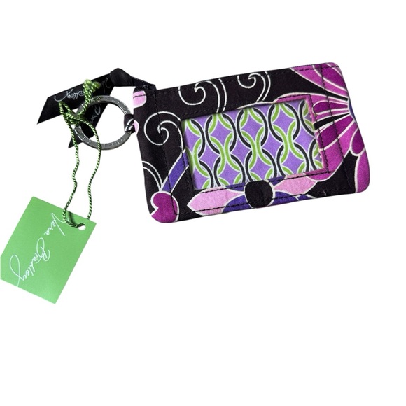 NWT Vera Bradley Zip ID Wallet with Key Ring in Purple Punch Pattern - Picture 2 of 4